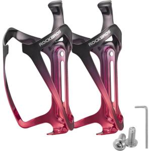 ROCKBROS Durable Aluminum Water Bottle Holder Bike Bottle Holder with Electroplating & Integrated Molding – Lightweight for Bicycle MTB, Road/Mountain Bikes(black-red*2)
