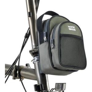 ROCKBROS Folding Bike Handlebar Bag Bicycle Front Frame Bag Waterproof Cycling Accessories Pouch Large-capacity storage with adapter for Folding Bicycle(Green)