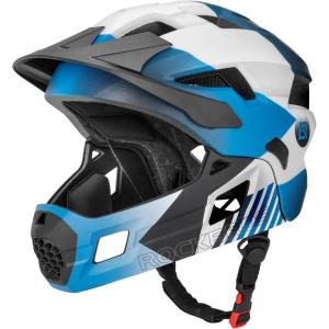 ROCKBROS Kids Full Face Helmet Kids Bike Helmets Lightweight Toddler Mountain Bike Helmet Detachable for MTB BMX Skating Cycling Scooter Safety Bicycle Helmets for Youth Child Boys Girls Ages 3-16(Blue White Black)