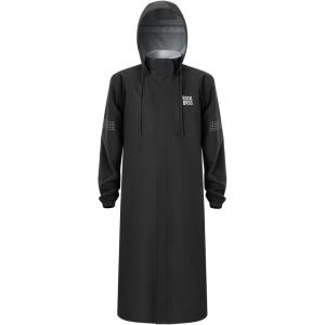 ROCKBROS Long Raincoat Safety Poncho Jacket with Double Quick-Release Zippers Mesh Lining Windbreaker for Outdoor Activities(Black)
