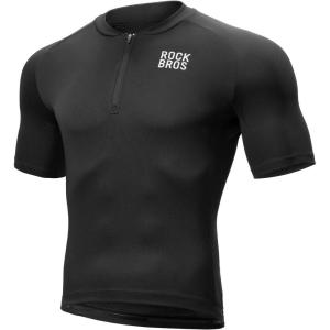 ROCKBROS Men’s Cycling Jersey Short Sleeve Road Bike Shirt with 3 Rear Pockets Breathable Quick Dry Bicycle Shirt(Black)