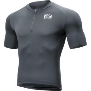 ROCKBROS Men’s Cycling Jersey Short Sleeve Road Bike Shirt with 3 Rear Pockets Breathable Quick Dry Bicycle Shirt(Dark Gray)
