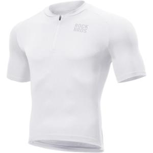 ROCKBROS Men’s Cycling Jersey Short Sleeve Road Bike Shirt with 3 Rear Pockets Breathable Quick Dry Bicycle Shirt(White)