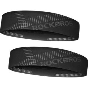 ROCKBROS Mens Headband Running Elastic Non-Slip Sweat Bands Soft Fabric Head Bands for Women Yoga Workout Basketball(black 2pack)