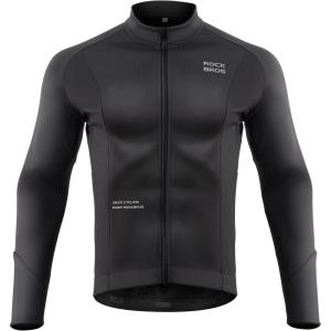 ROCKBROS Men’s Wind-proof Cycling Jacket with Double-layer Fleece Lining 3 Back & 2 Side Pockets Ideal for Running Motorcycle