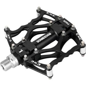 ROCKBROS Mountain Bike Pedals MTB Pedals CNC Non-Slip Lightweight Aluminum Alloy Bicycle Pedals Sealed Bearings Bicycle Platform Pedals 9/16″ BMX Road Bike Pedal(Black 2)