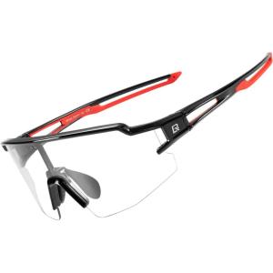 ROCKBROS Photochromic Sports Sunglasses for Men Women Cycling UV Protection(Black Red)