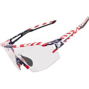 ROCKBROS Photochromic Sports Sunglasses for Men Women Cycling UV Protection(Flag)