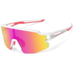 ROCKBROS Polarized Kids Cycling Glasses Youth Kids Baseball Sunglasses UV400 Protection Goggles Girls Boys.(Sand White Frame)