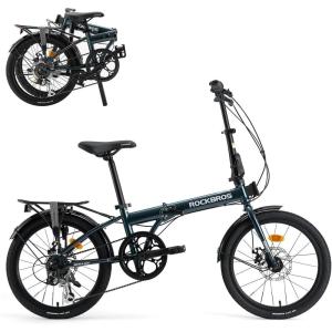 ROCKBROS SNK 20-Inch Folding Bike, 36.6 lb Portable Lightweight High-Carbon Steel Electrophoretic Frame, Shimano 7-Speed(Blue)