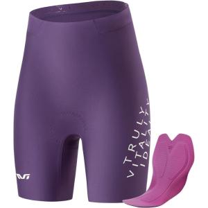 ROCKBROS TVI Padded Biker Shorts Women, Breathable Cycling Shorts Women for Cycling, Running, MTB(Purple)