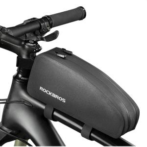 ROCKBROS Top Tube Bike Frame Bag – Waterproof, Two Zipper Pockets, Pouch for Bicycles(Large-1.6L)