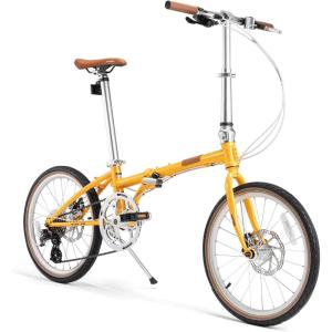 ROCKBROS VDS 20 Inch for Adults, 26lb Lightweight Foldable Bike for Women & Men, Shimano 8-Speed Adult Folding Bicycle with Disc Brakes, Portable Commuter City Bike(yellow)