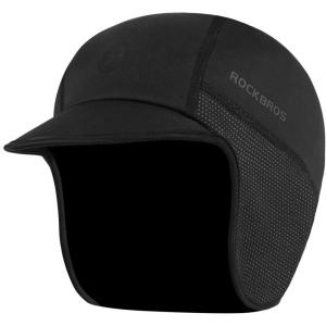ROCKBROS Winter Cycling Caps for Men Women Windproof Cycling Hat with Sun Visor Under Helmet Liner Black(With Sun Visor-1 Pack)