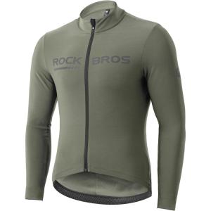 ROCKBROS Winter Cycling Jacket for Men Thermal Fleece Bike Jackets Windproof Cold Weather Running Jacket Breathable(Green)