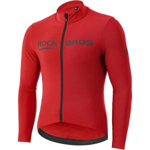 ROCKBROS Winter Cycling Jacket for Men Thermal Fleece Bike Jackets Windproof Cold Weather Running Jacket Breathable(Red)
