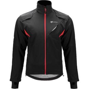 ROCKBROS Winter Cycling Jacket for Men Thermal Fleece Windproof Jacket Running Biking Hiking(Blackred)