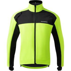 ROCKBROS Winter Cycling Jackets for Men – Thermal Warm Bike Jacket – Windproof Running Cycling Jacket for Cold Weather(Black Green)