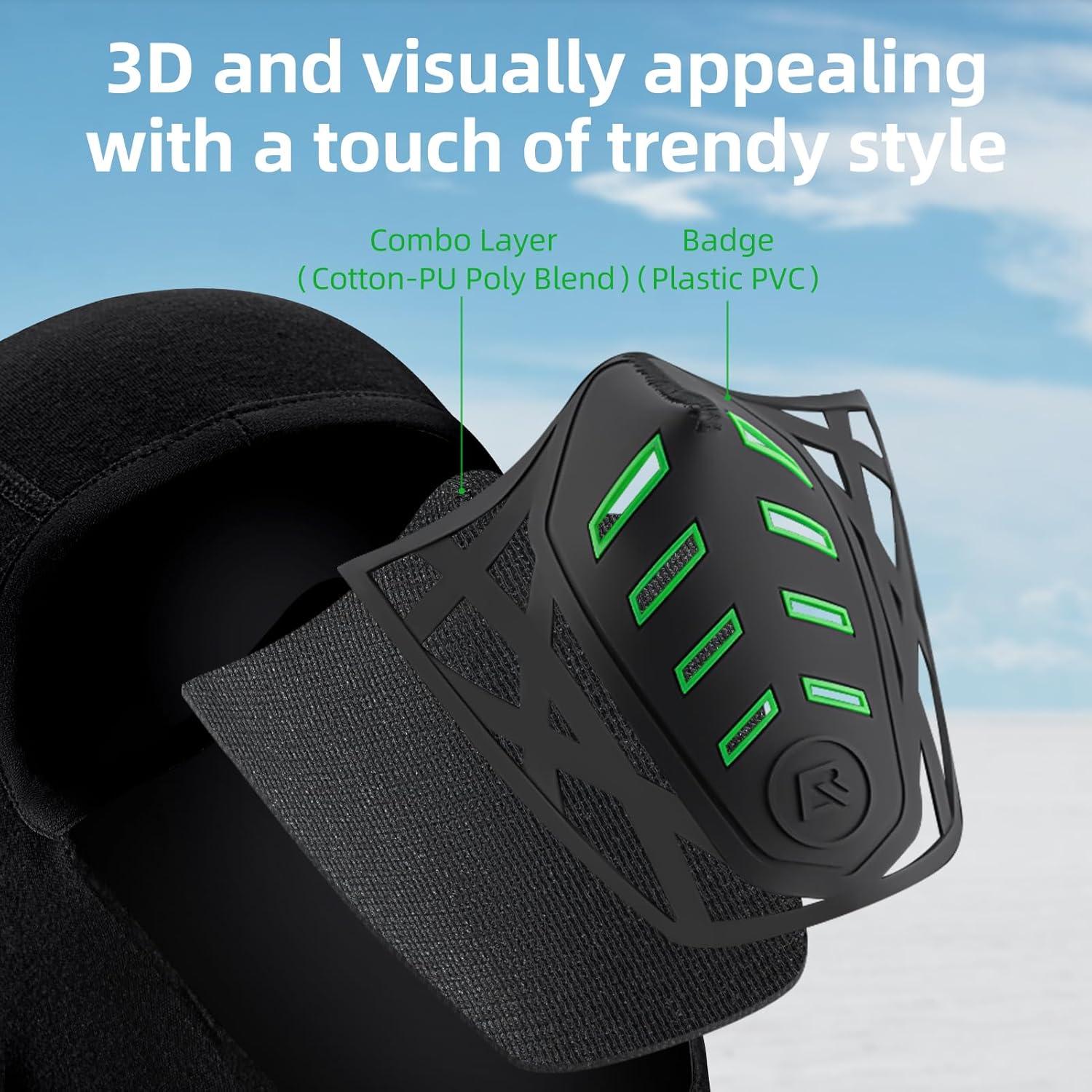 imageROCKBROS Balaclava Ski Mask Thermal Windproof Balaclava Mask 3D Design Breathable BalaclavaBlack Green