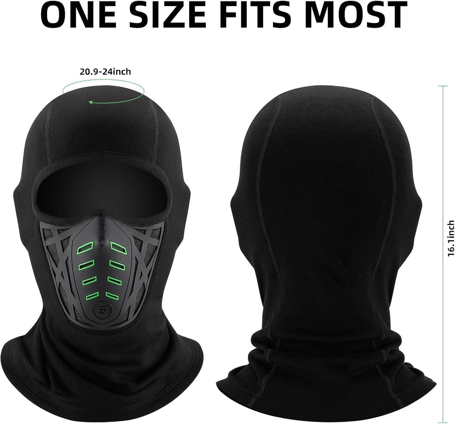 imageROCKBROS Balaclava Ski Mask Thermal Windproof Balaclava Mask 3D Design Breathable BalaclavaBlack Green