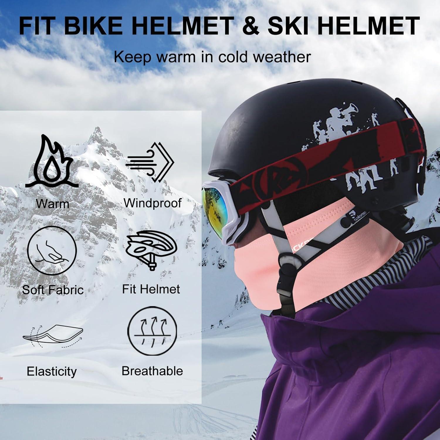 imageROCKBROS Balaclava Ski Mask for Men Cold Weather Scarf Windproof Thermal Winter Neck Warmer Hood for Cycling HikingPink
