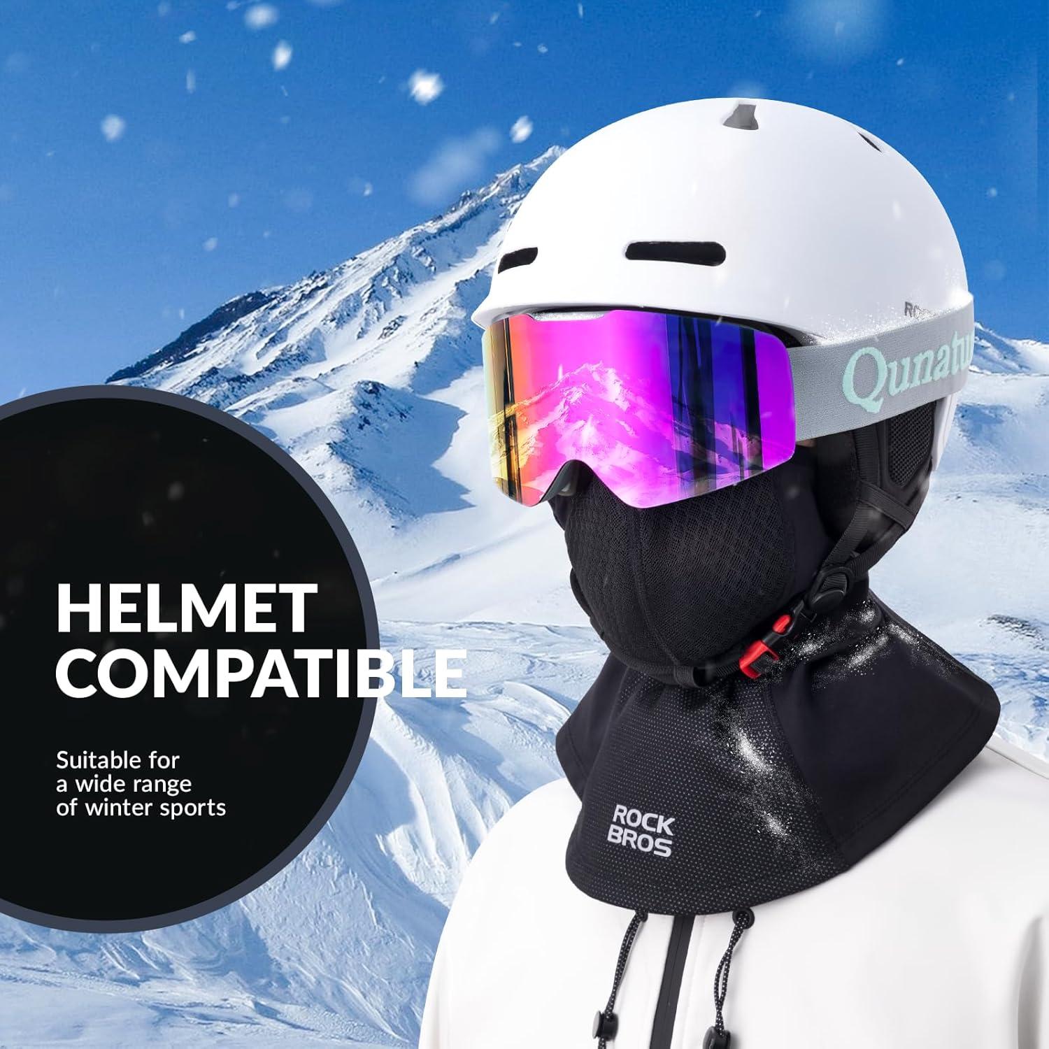 imageROCKBROS Balaclava Ski Mask for Men Winter Neck Warmer Windproof Thermal Scarf Mask for Cycling Motorcycle Black