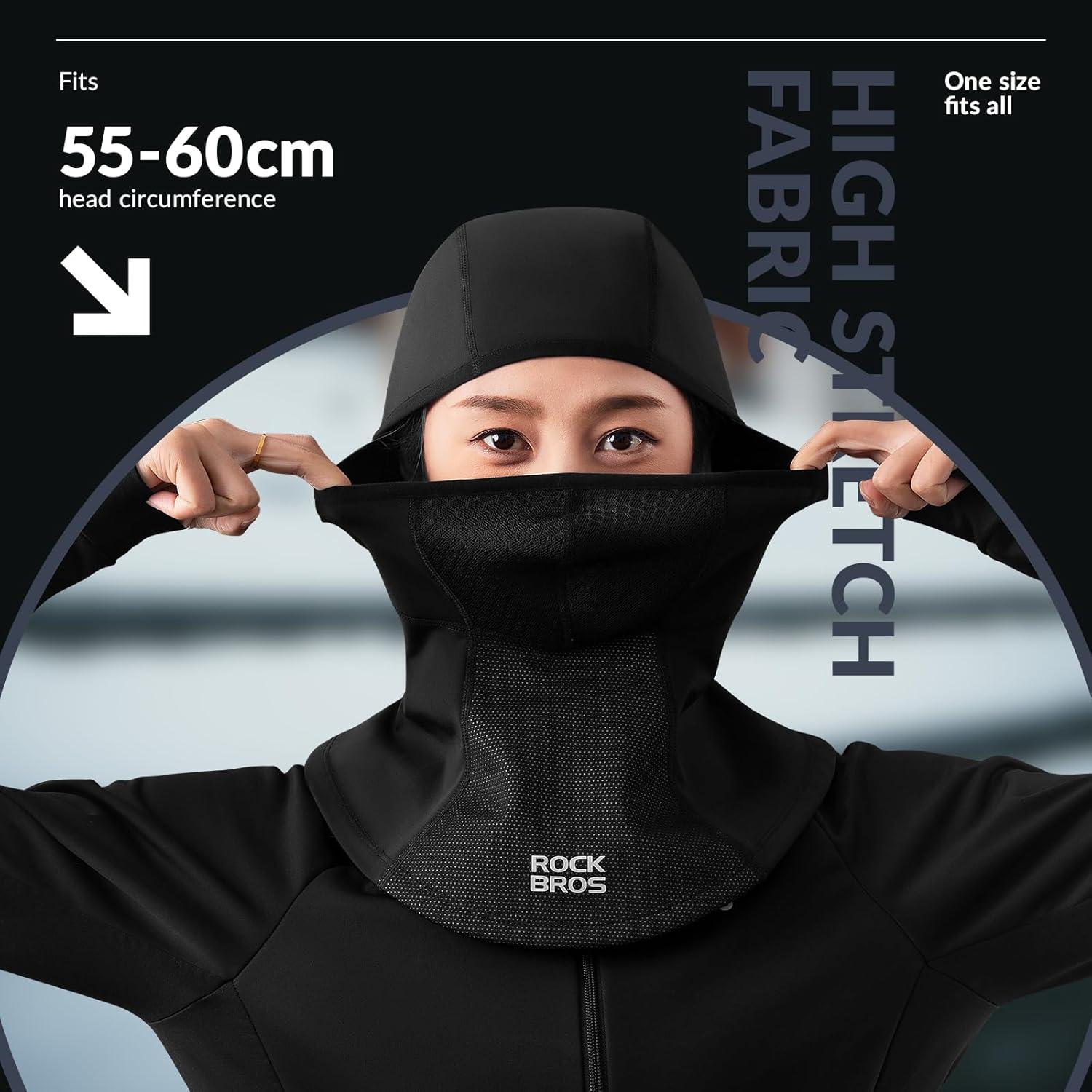 imageROCKBROS Balaclava Ski Mask for Men Winter Neck Warmer Windproof Thermal Scarf Mask for Cycling Motorcycle Black