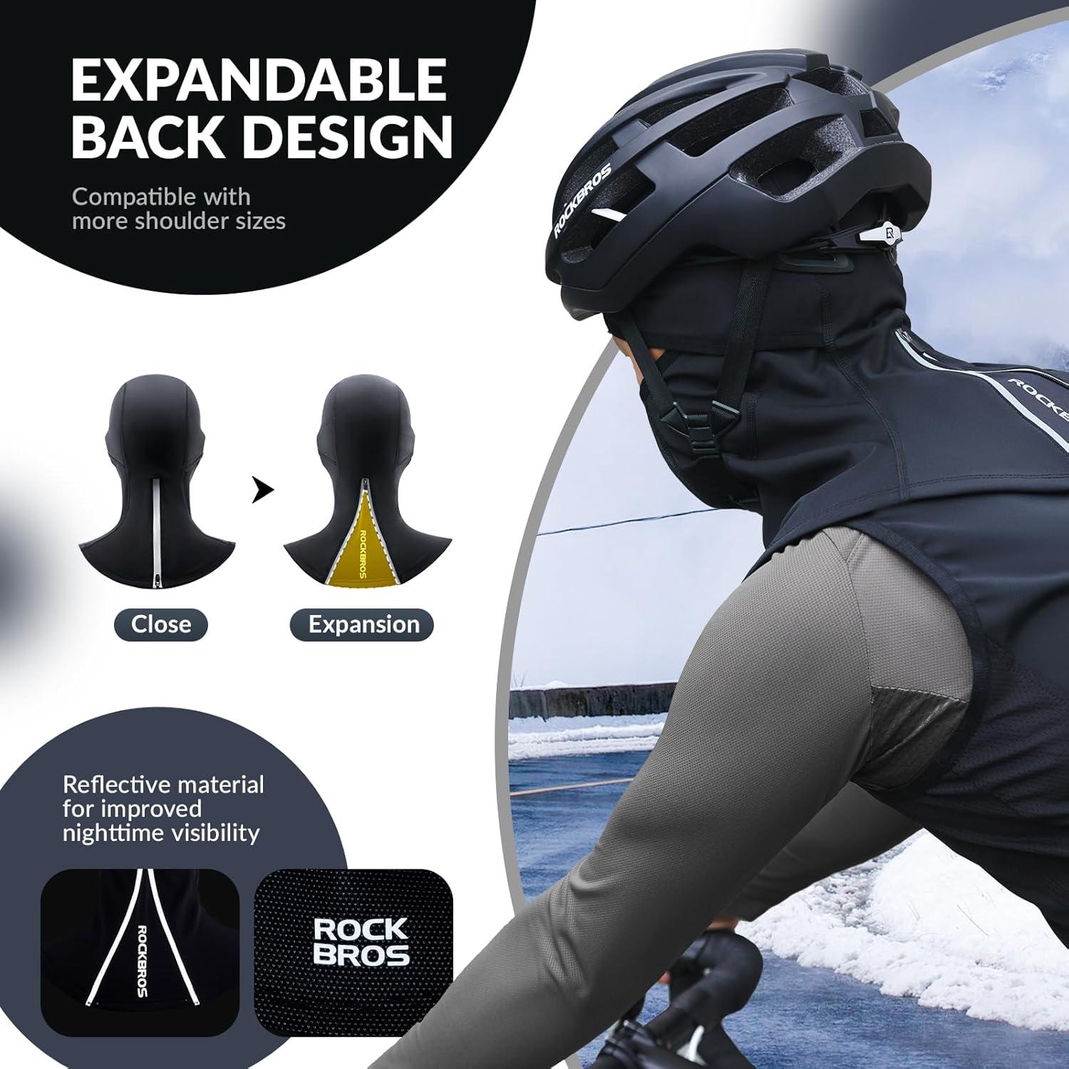imageROCKBROS Balaclava Ski Mask for Men Winter Neck Warmer Windproof Thermal Scarf Mask for Cycling Motorcycle Black