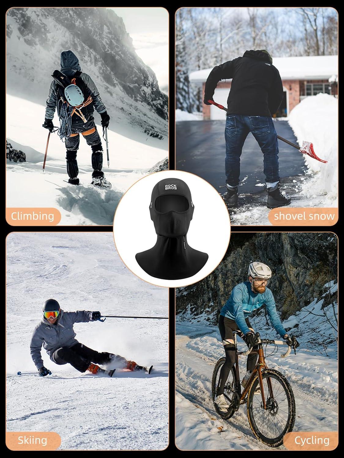 imageROCKBROS Balaclava Ski Mask for Men and Women Winter Breathable Cold Weather Fleece Windproof Thermal for Skiing and CyclingBlack1