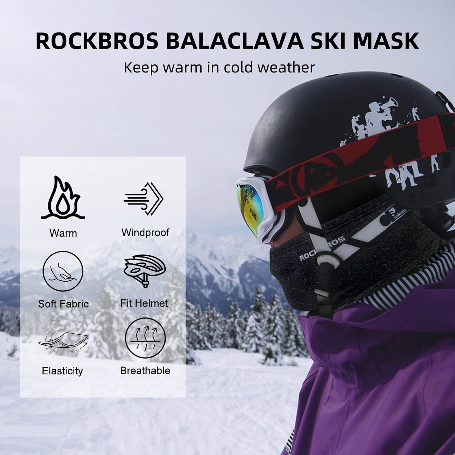 imageROCKBROS Cold Weather Balaclava Ski Mask for Men Windproof Thermal Winter Scarf Mask Women Neck Warmer Hood for CyclingBlack Grey