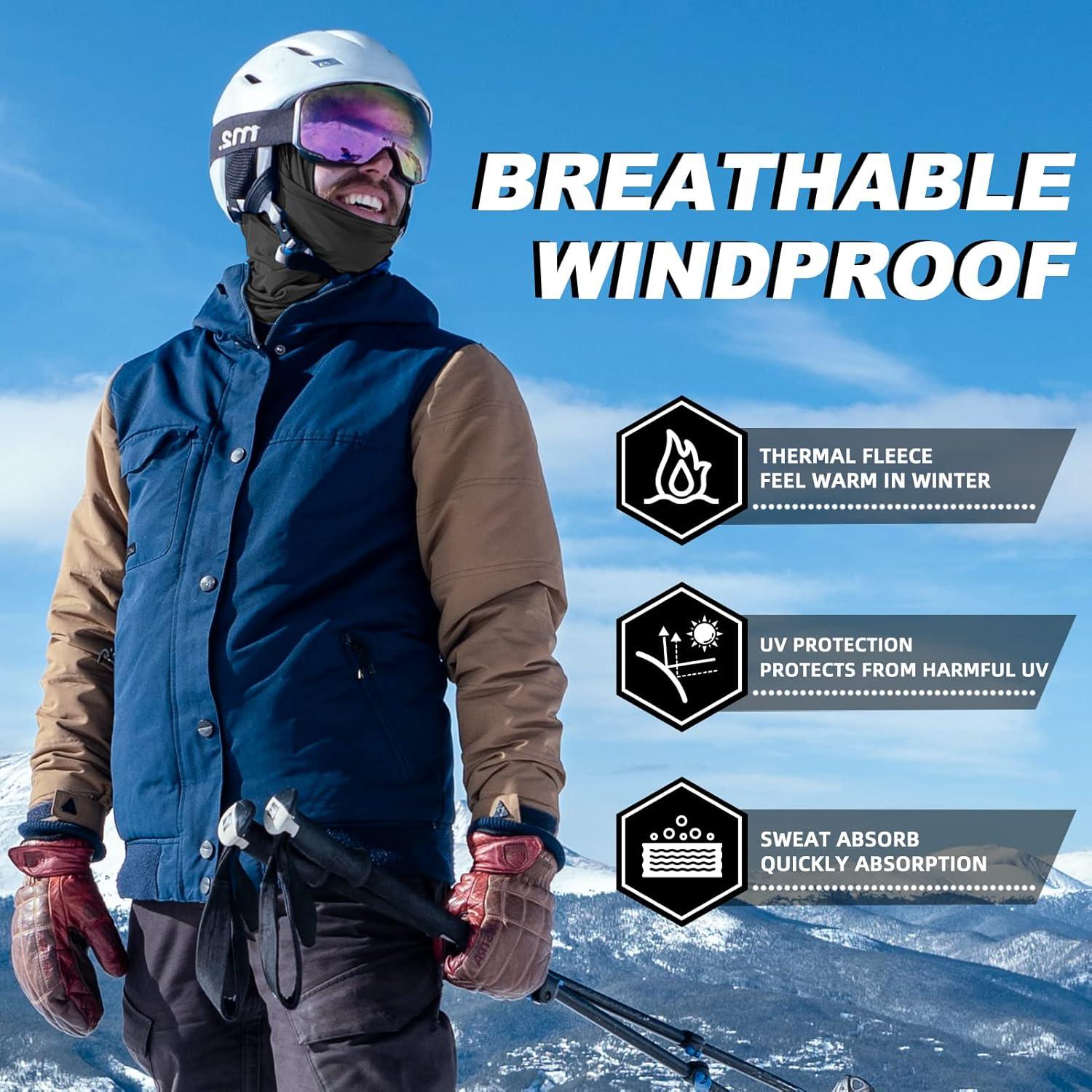imageROCKBROS Cold Weather Balaclava Ski Mask for Men Windproof Thermal Winter Scarf Mask Women Neck Warmer Hood for CyclingBlack Grey