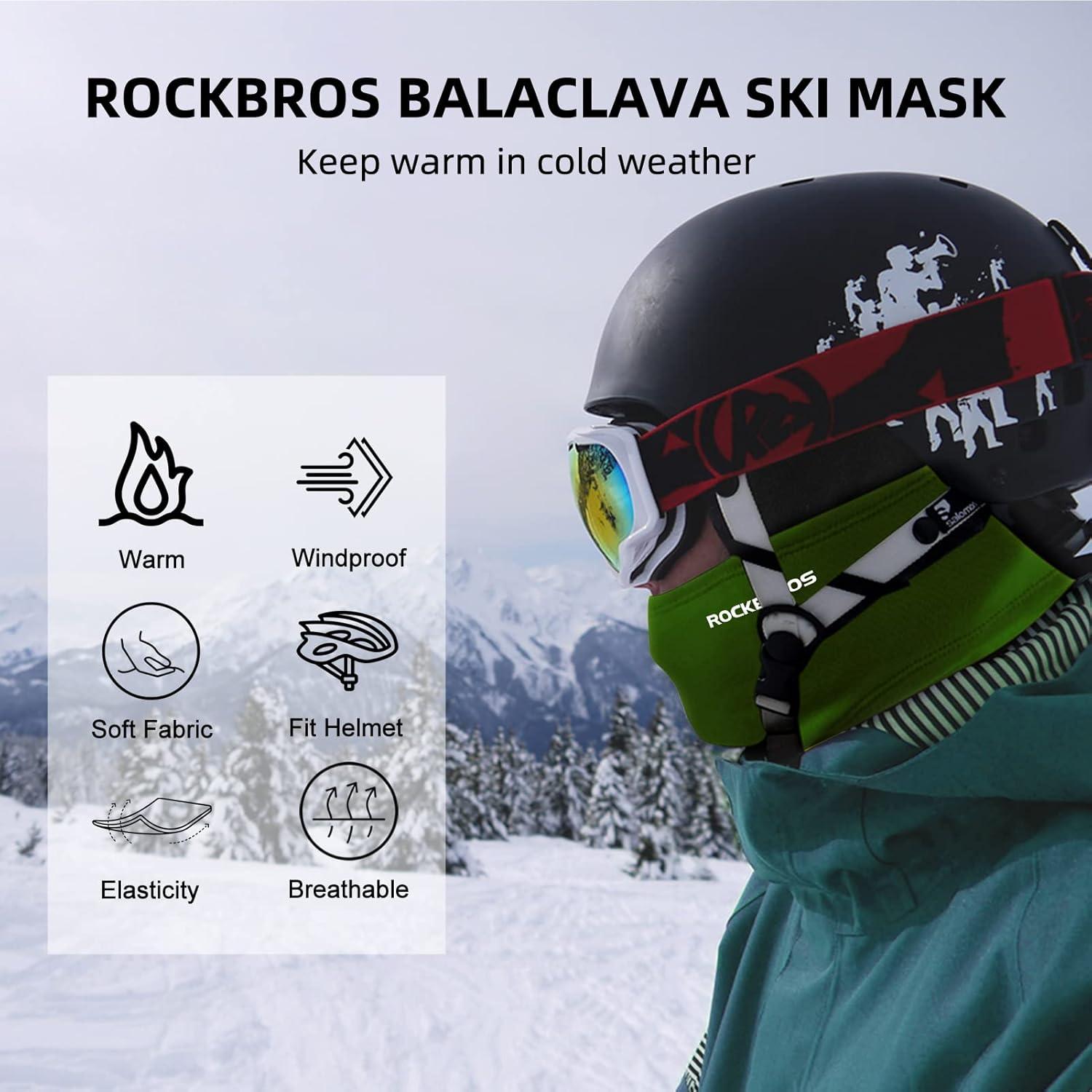 imageROCKBROS Cold Weather Balaclava Ski Mask for Men Windproof Thermal Winter Scarf Mask Women Neck Warmer Hood for CyclingDeep Green