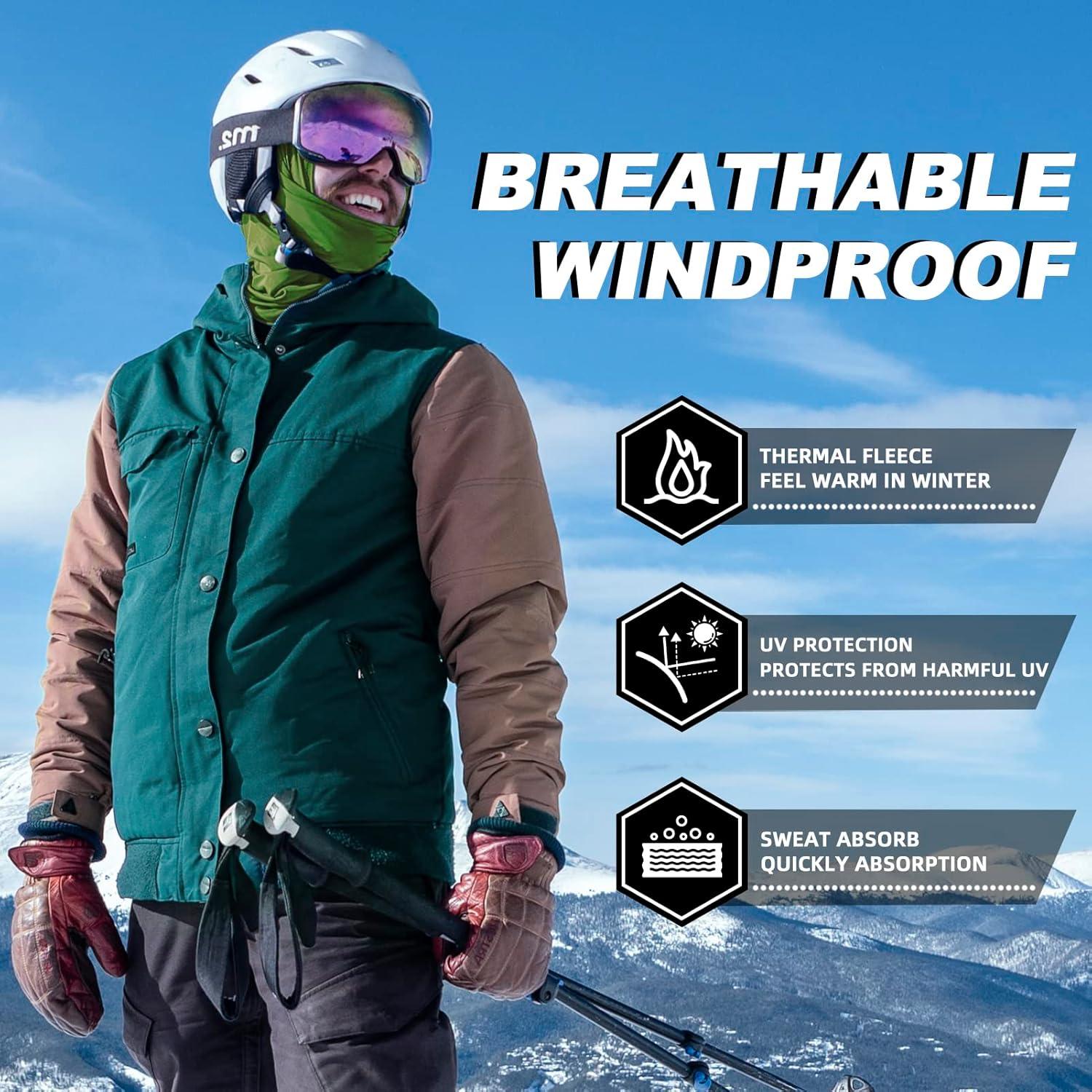 imageROCKBROS Cold Weather Balaclava Ski Mask for Men Windproof Thermal Winter Scarf Mask Women Neck Warmer Hood for CyclingDeep Green