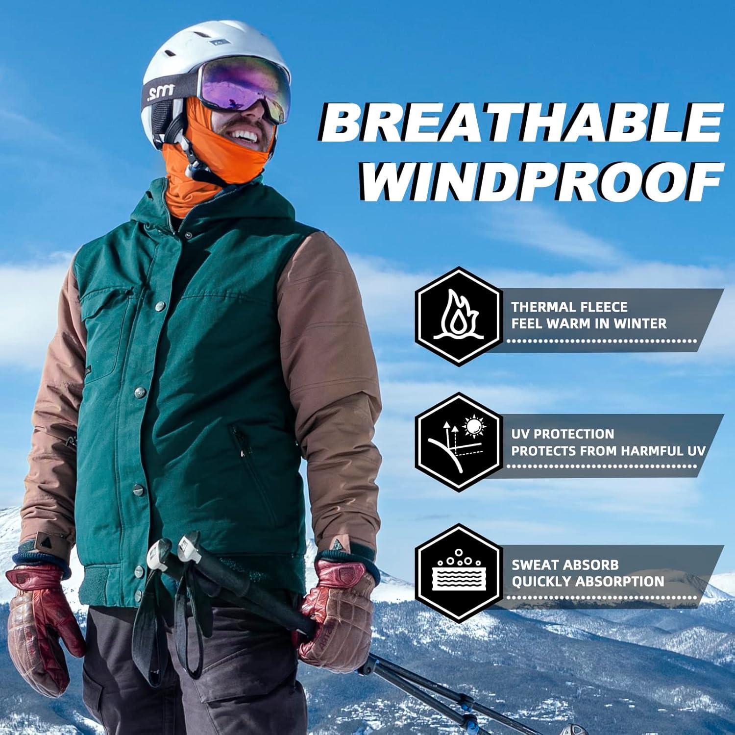 imageROCKBROS Cold Weather Balaclava Ski Mask for Men Windproof Thermal Winter Scarf Mask Women Neck Warmer Hood for CyclingOrange