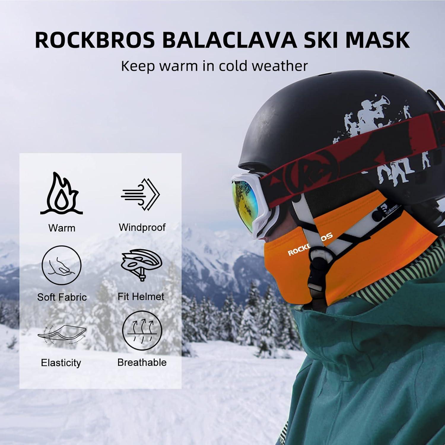 imageROCKBROS Cold Weather Balaclava Ski Mask for Men Windproof Thermal Winter Scarf Mask Women Neck Warmer Hood for CyclingOrange