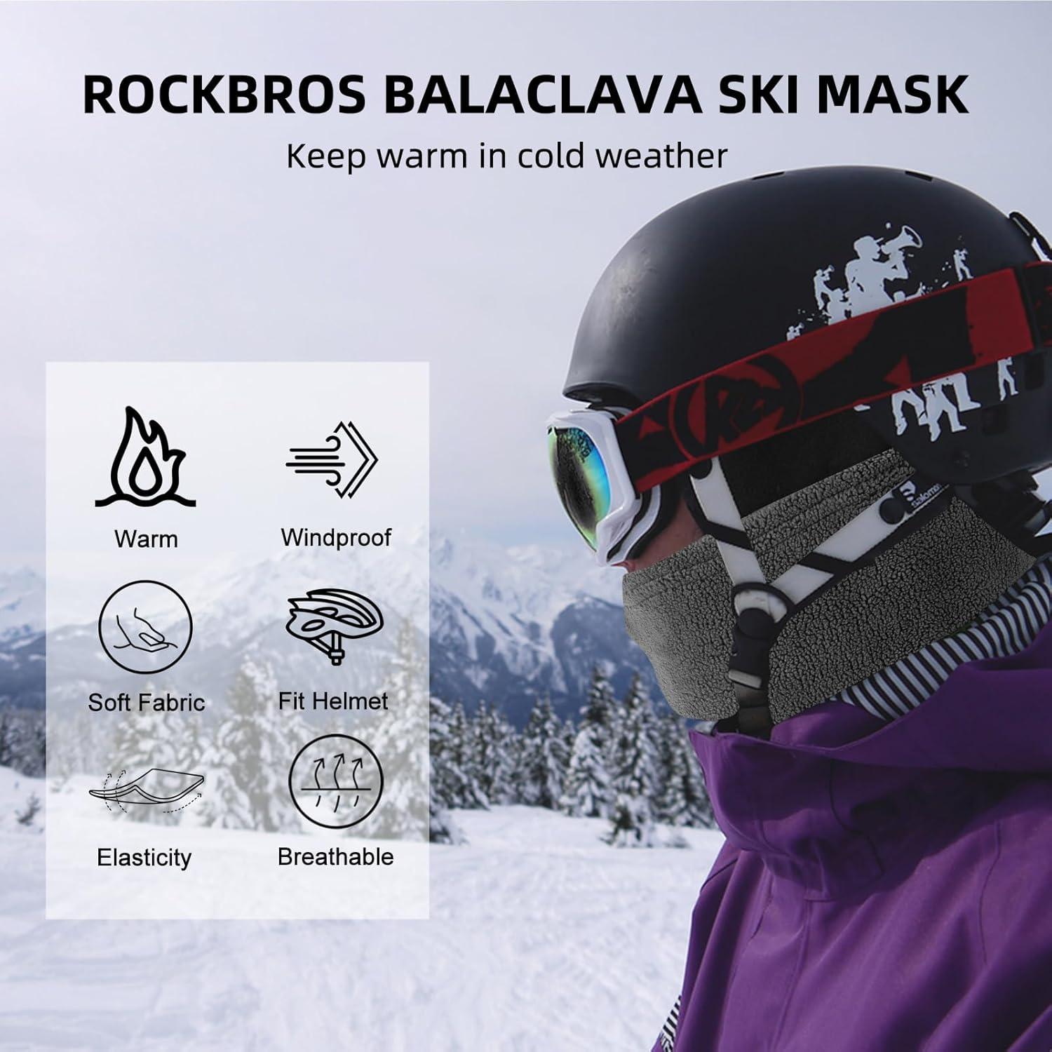 imageROCKBROS Cold Weather Balaclava Ski Mask for Men Windproof Thermal Winter Scarf Mask Women Neck Warmer Hood for CyclingThickfleece Deepgray