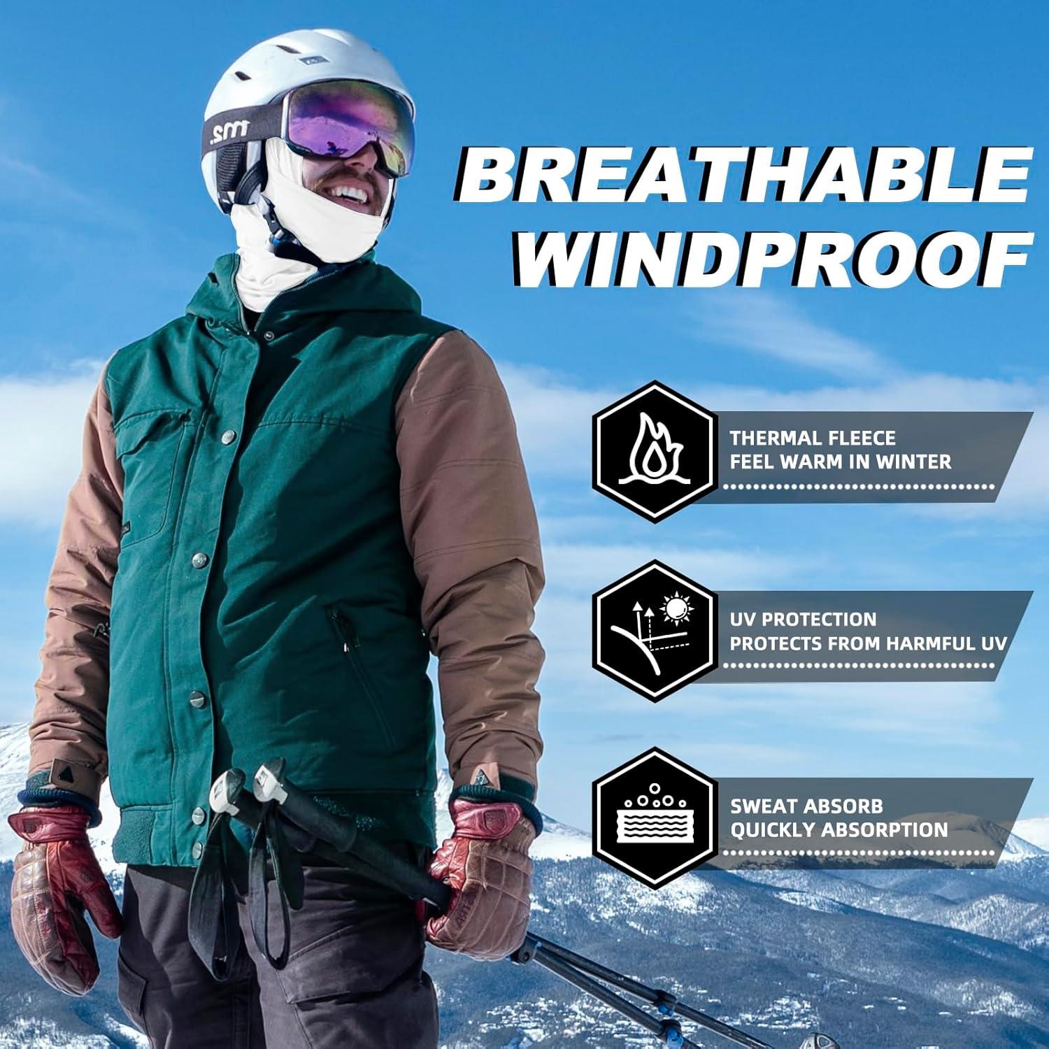imageROCKBROS Cold Weather Balaclava Ski Mask for Men Windproof Thermal Winter Scarf Mask Women Neck Warmer Hood for CyclingWhite