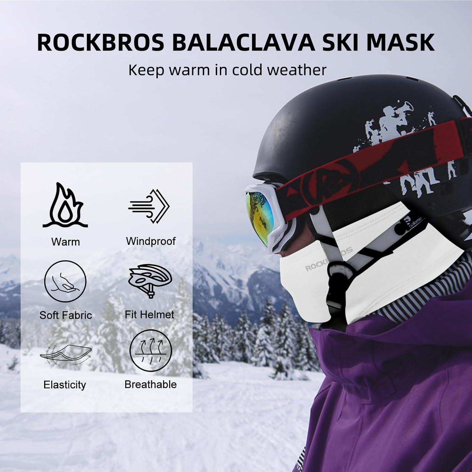 imageROCKBROS Cold Weather Balaclava Ski Mask for Men Windproof Thermal Winter Scarf Mask Women Neck Warmer Hood for CyclingWhite