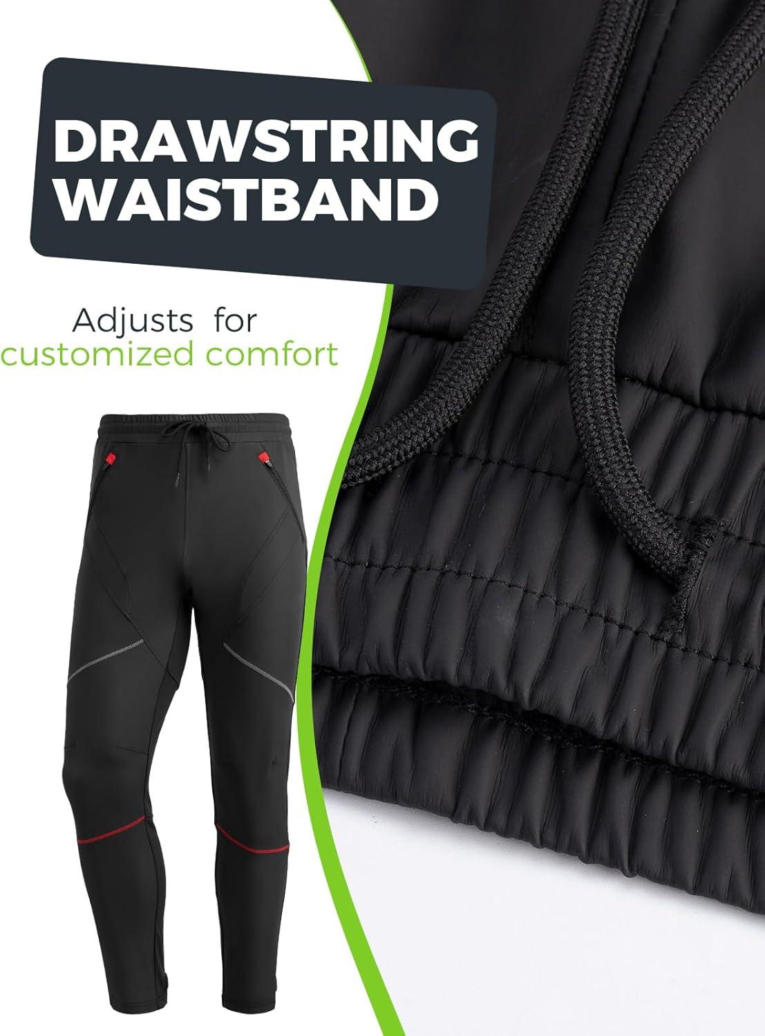 imageROCKBROS Mens Cycling Pants Thermal Mountain Bike Pants with Zippered Pockets Windproof Riding Pants for Men