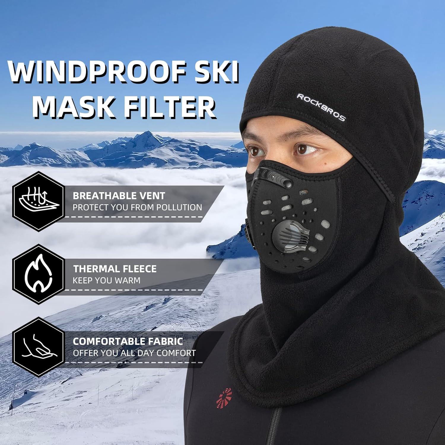 imageROCKBROS Ski Mask Balaclava Winter Mask for Men Baclava Cold Weather ThermalBlack 1