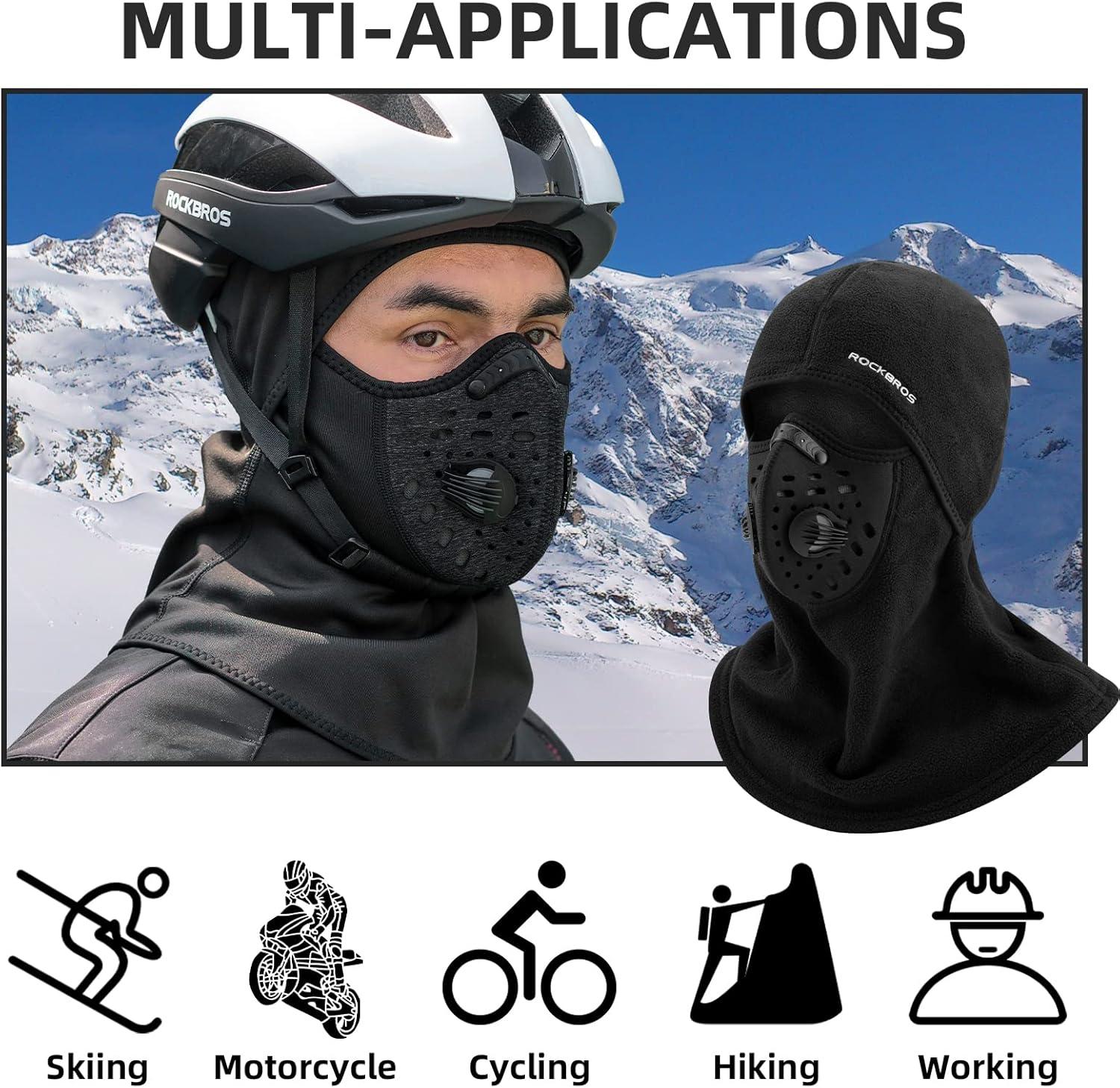 imageROCKBROS Ski Mask Balaclava Winter Mask for Men Baclava Cold Weather ThermalBlack 1
