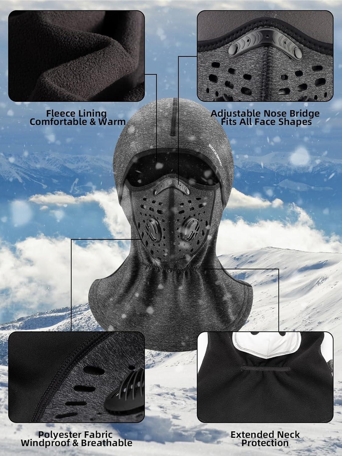 imageROCKBROS Ski Mask Balaclava Winter Mask for Men Baclava Cold Weather ThermalBlack