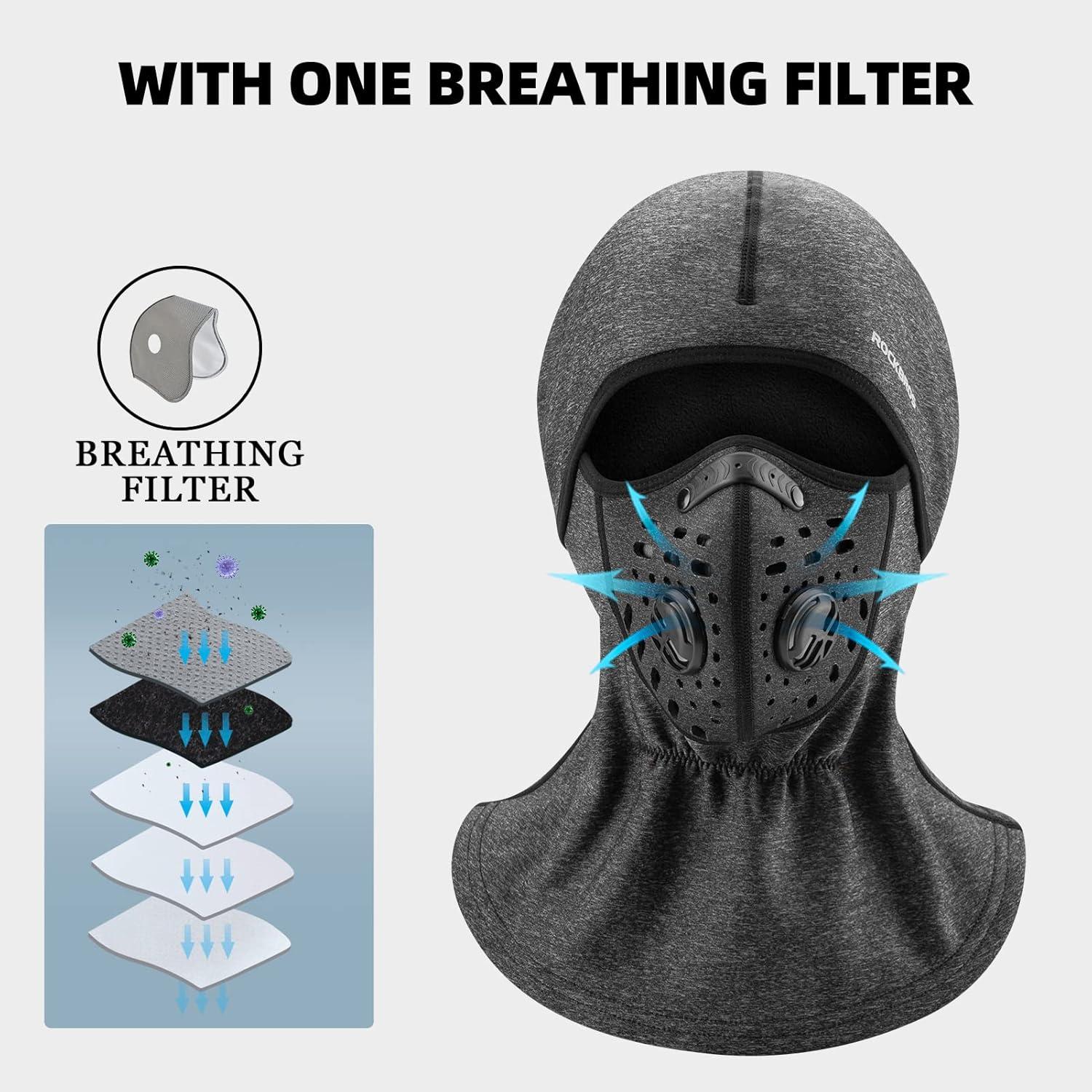 imageROCKBROS Ski Mask Balaclava Winter Mask for Men Baclava Cold Weather ThermalGrey
