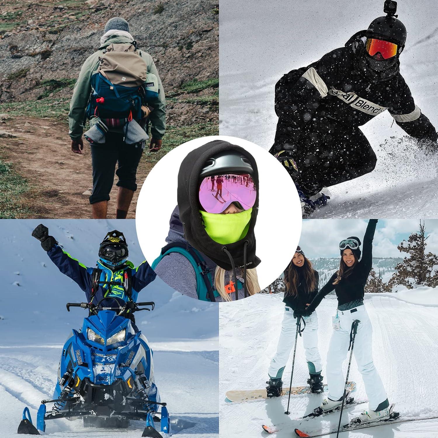 imageROCKBROS Ski Mask Balaclava for Men and Women WindResistant Winter Fleece Warm Hood Face Cover Hat Cap ScarfGreen