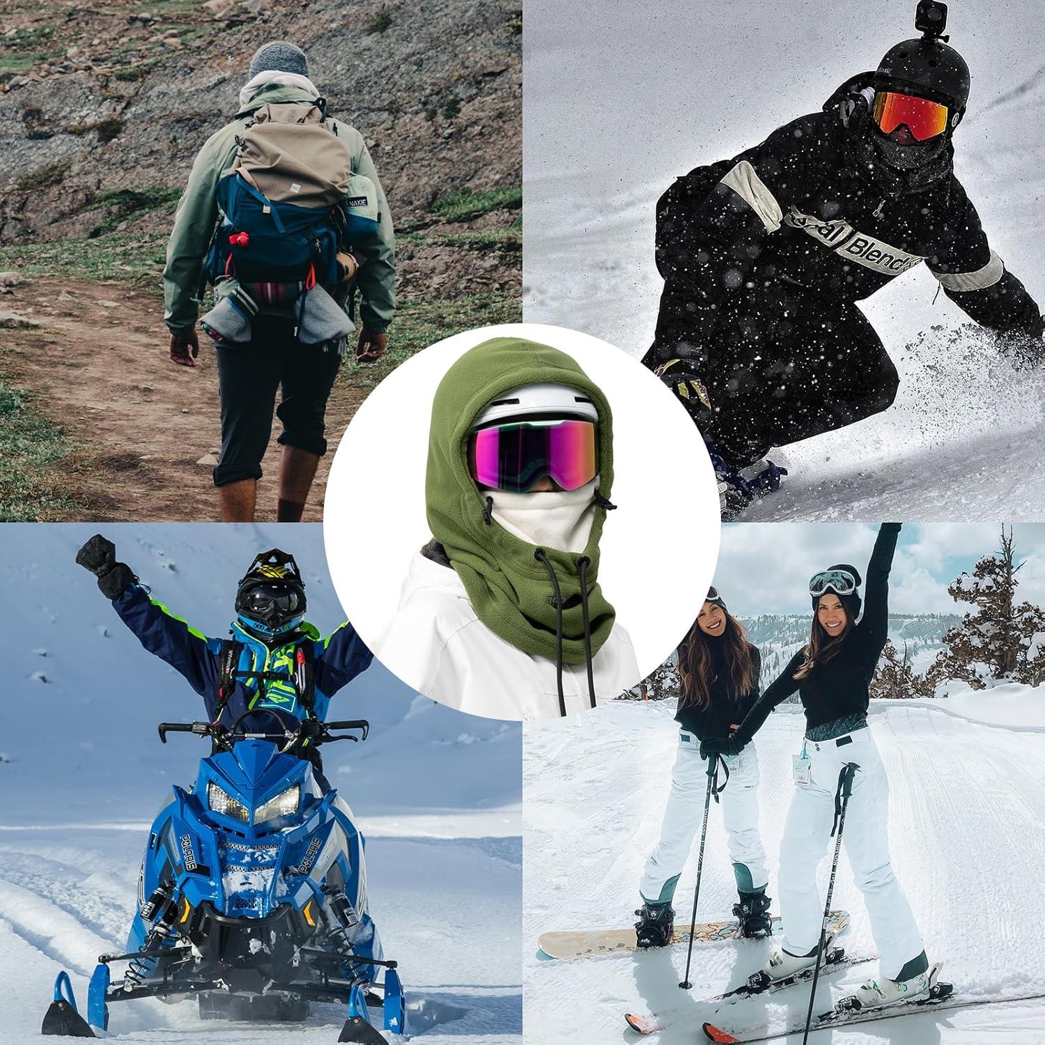 imageROCKBROS Ski Mask Balaclava for Men and Women WindResistant Winter Fleece Warm Hood Face Cover Hat Cap ScarfWhite