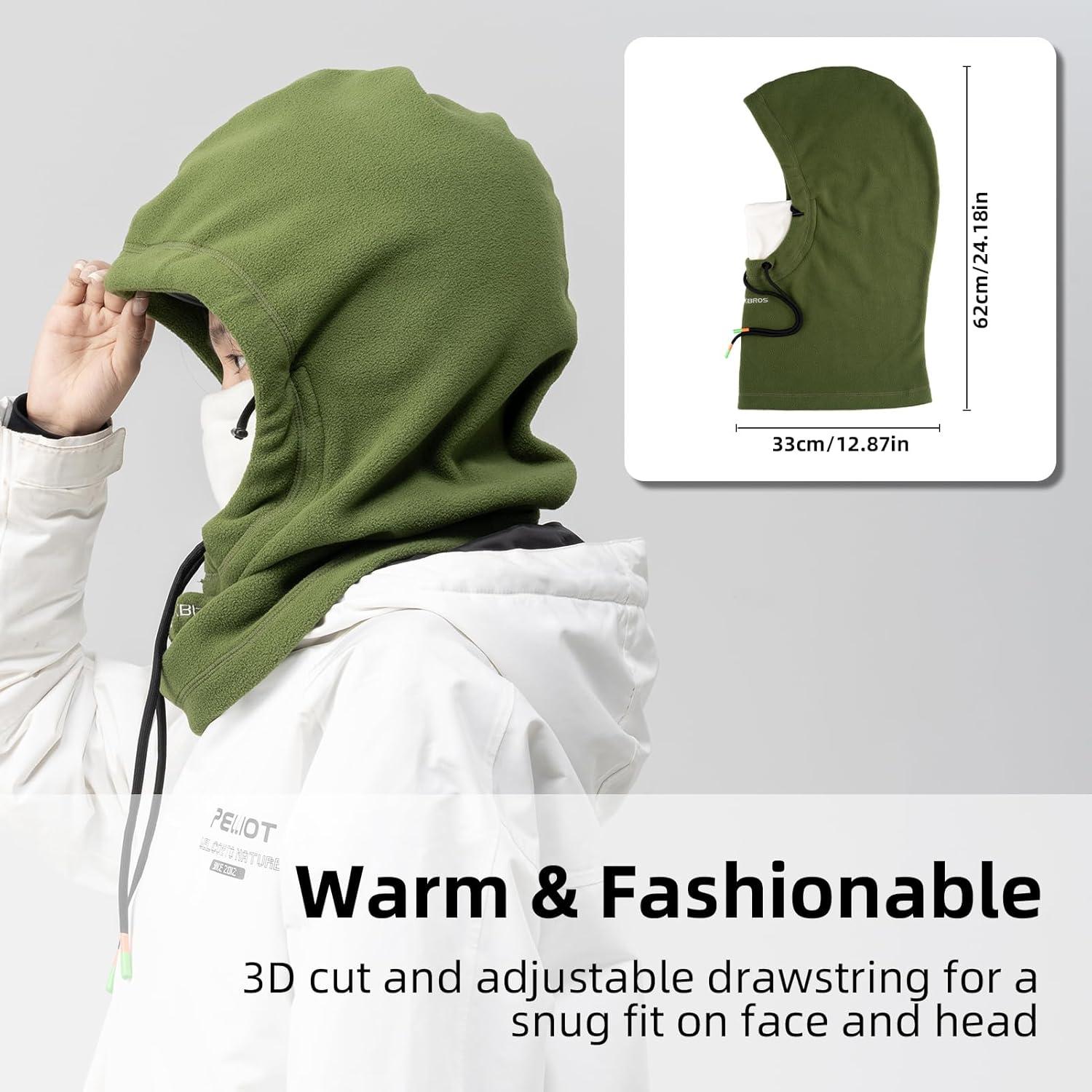 imageROCKBROS Ski Mask Balaclava for Men and Women WindResistant Winter Fleece Warm Hood Face Cover Hat Cap ScarfWhite