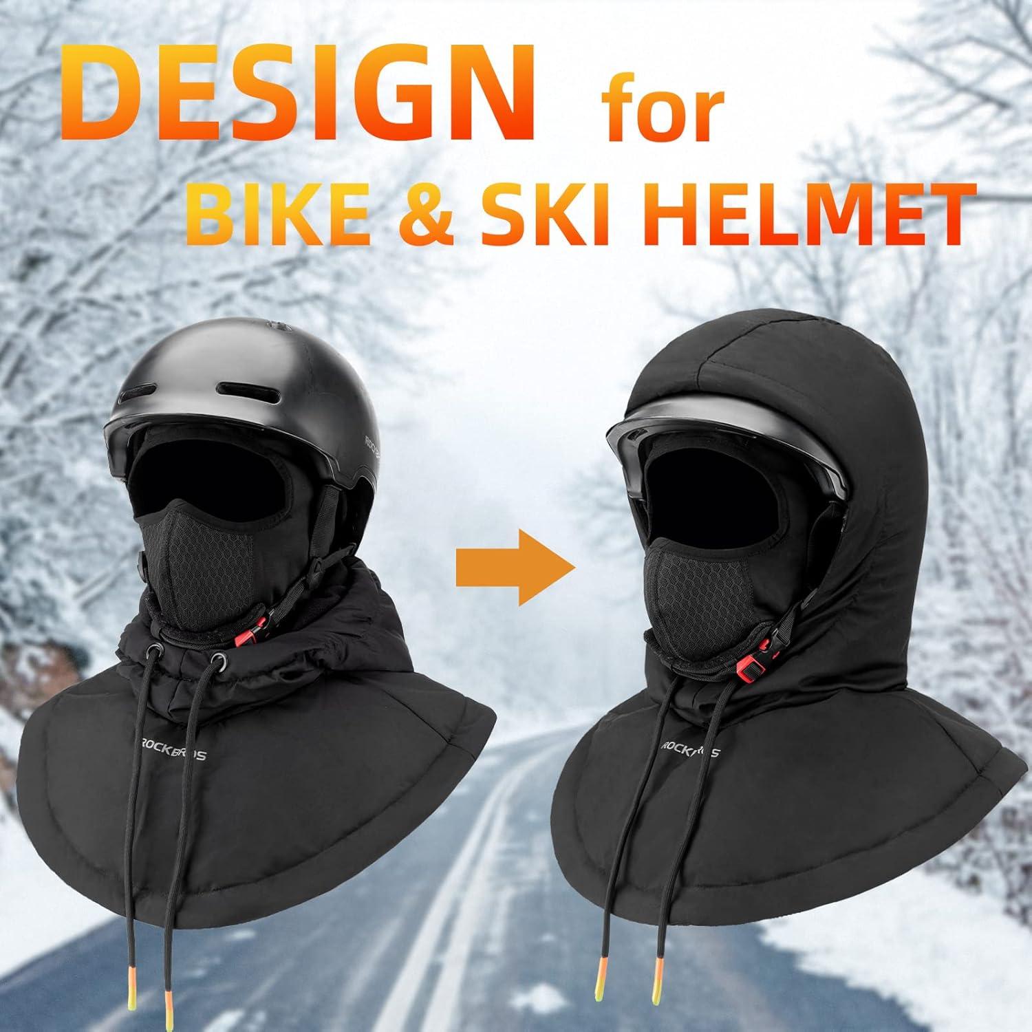 imageROCKBROS Ski Mask for Men Women Winter Balaclava Ski Mack Thermal Fleece for Cold Weather Black