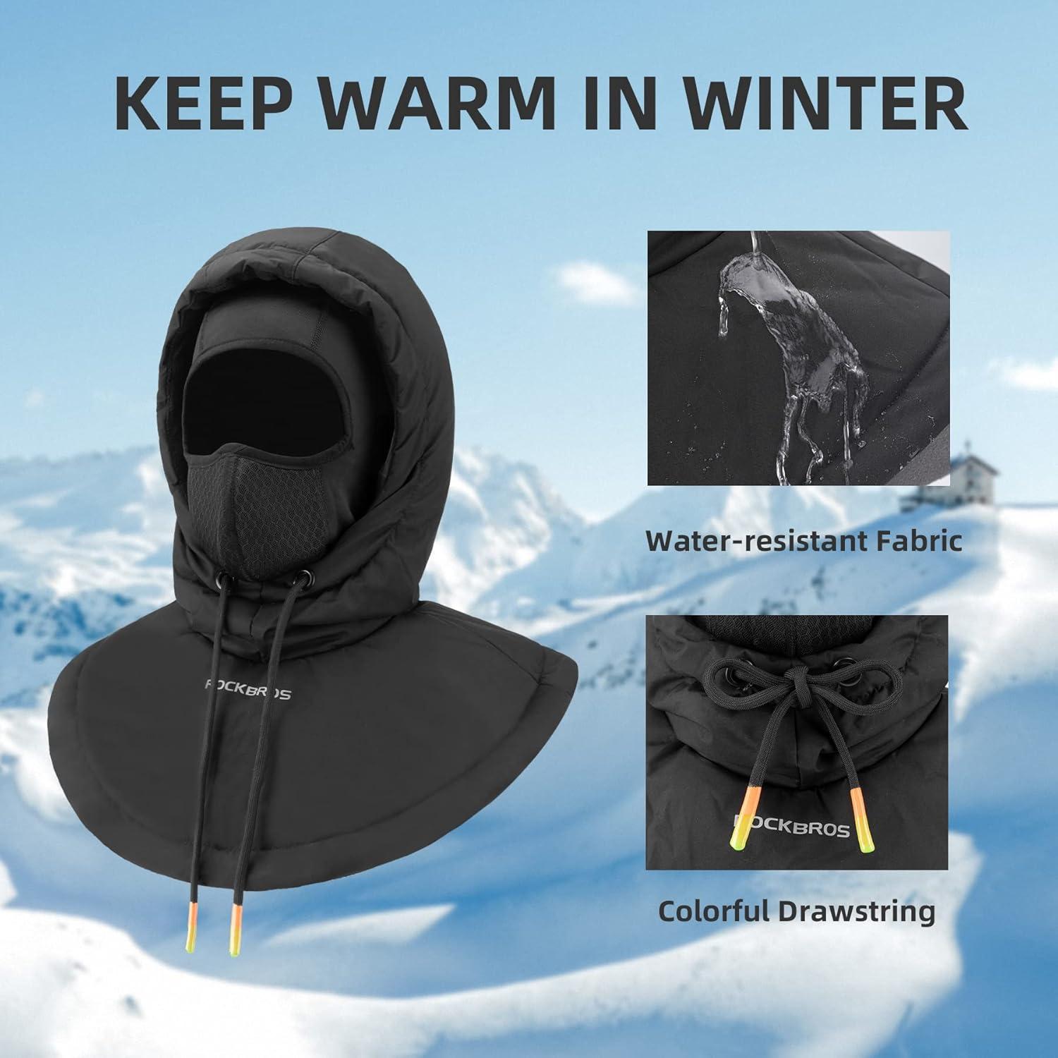 imageROCKBROS Ski Mask for Men Women Winter Balaclava Ski Mack Thermal Fleece for Cold Weather Black