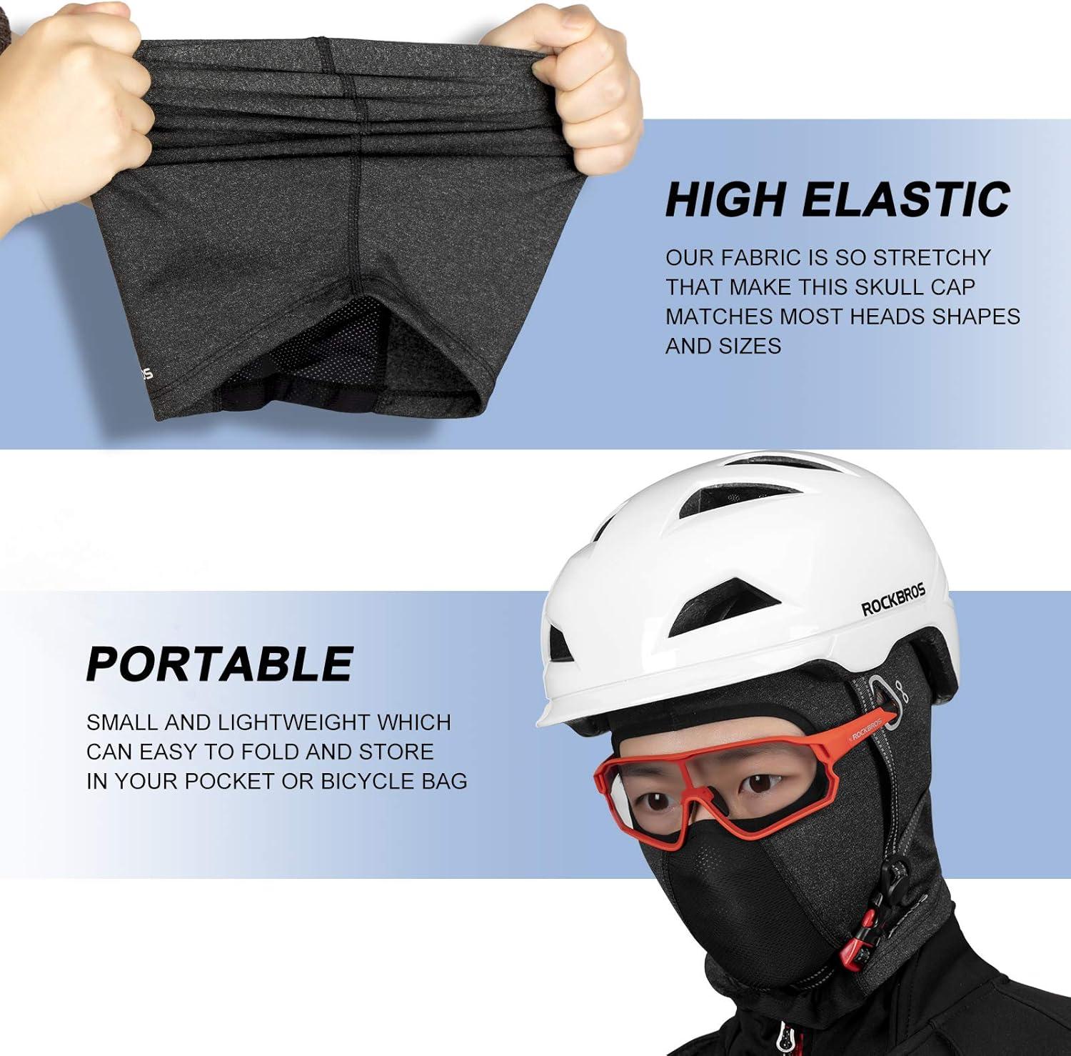 imageROCKBROS Ski Mask for Men Women Winter Balaclava Ski Mask Under Helmets with Glasses Holes Thermal Fleece for Cold WeatherBlack Long Neck 1