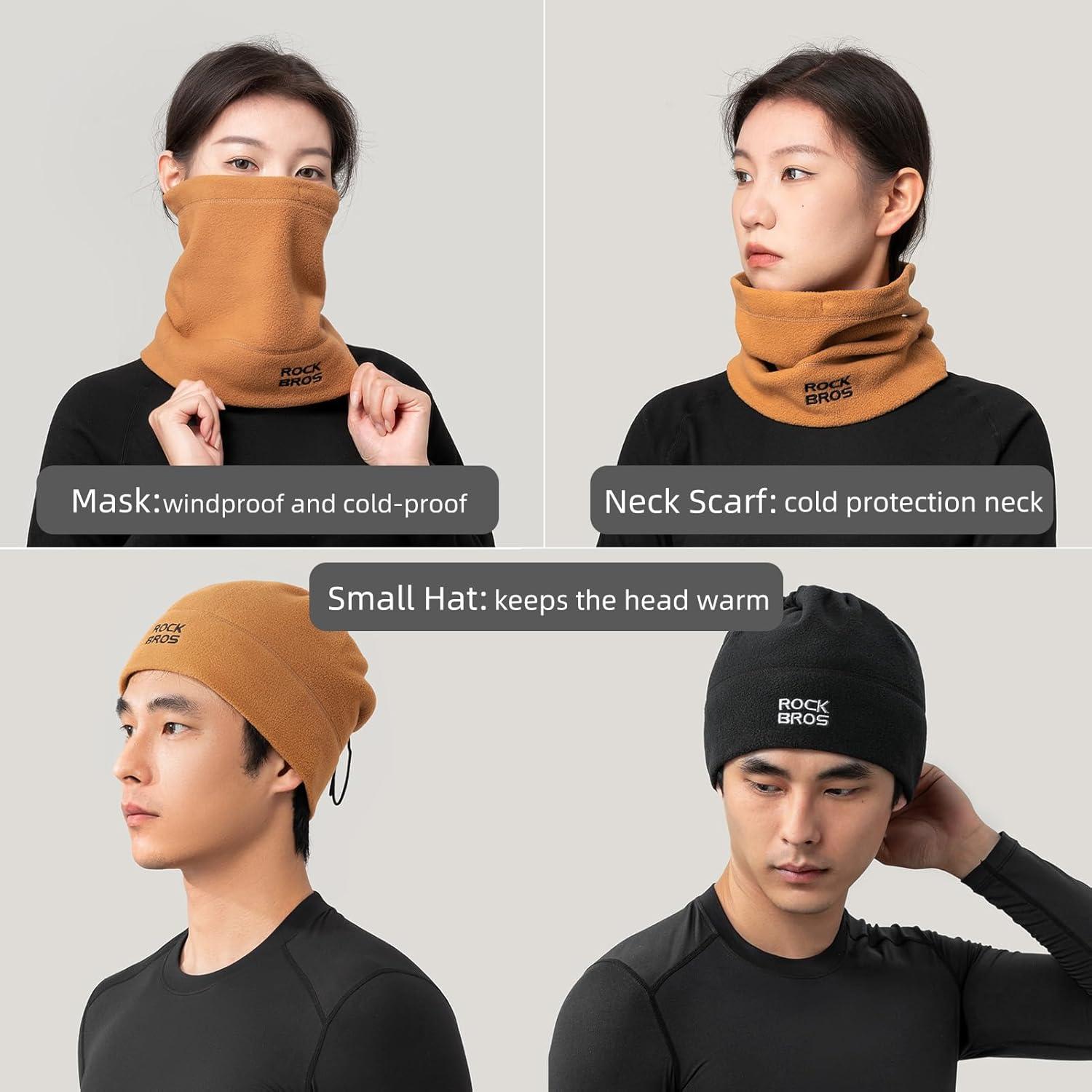 imageROCKBROS Winter Balaclava Ski Mask for Men Cold Weather Face Cover Windproof Fleece Thermal Scarf Mask Breathable for Skiing Cycling Snowboarding